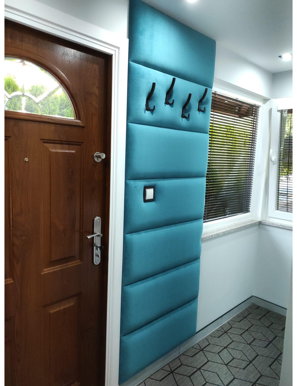 Upholstered Wall Panels Headboard Plush Velvet Velour Turquoise