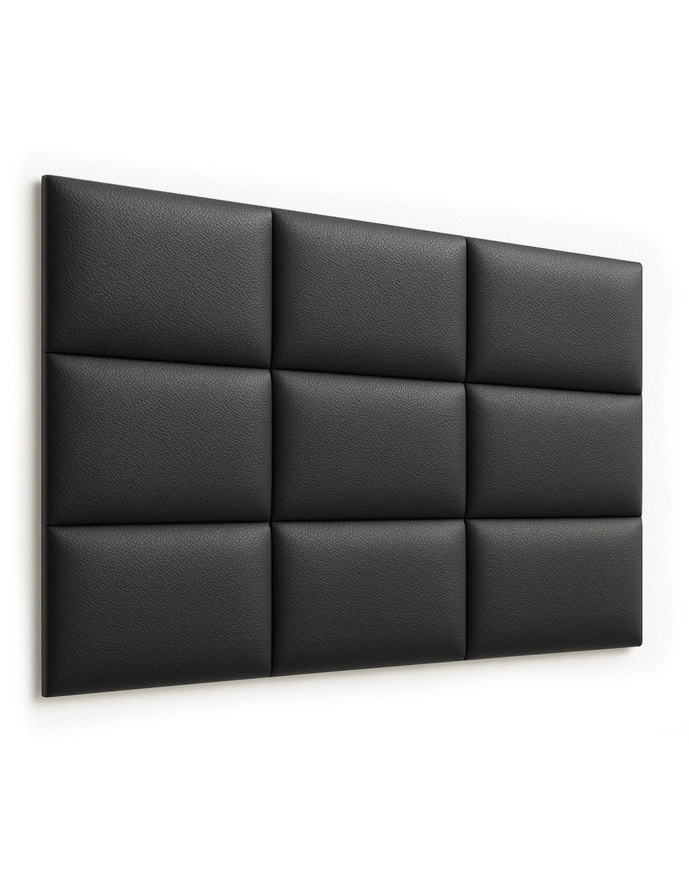 Upholstered Wall Panels Headboard PU Faux Leather Black