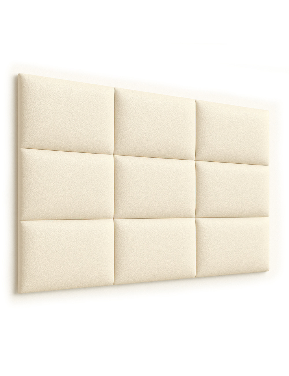 Upholstered Wall Panels Headboard PU Faux Leather Cream