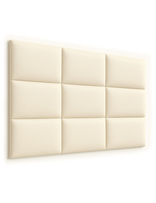 Upholstered Wall Panels Headboard PU Faux Leather Cream