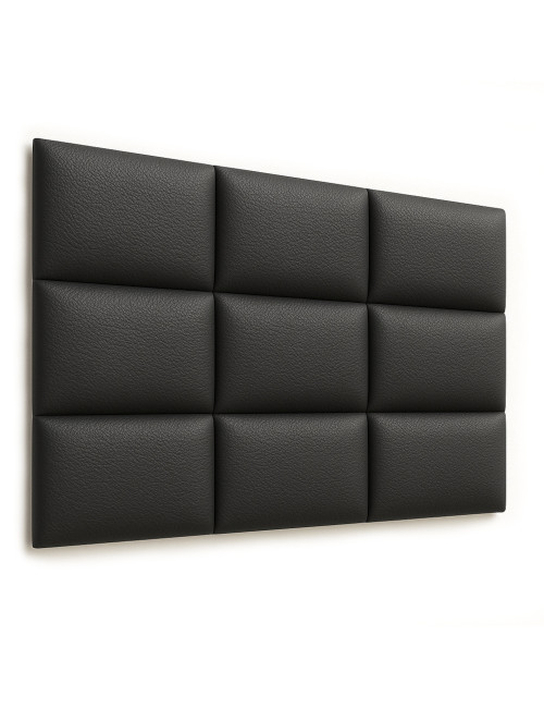 Upholstered Wall Panels Headboard Genuine Leather Black