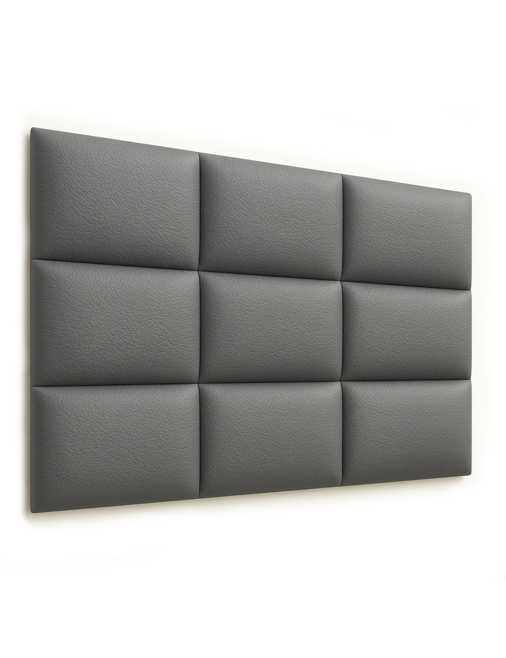 Upholstered Wall Panels Headboard Genuine Leather Grey
