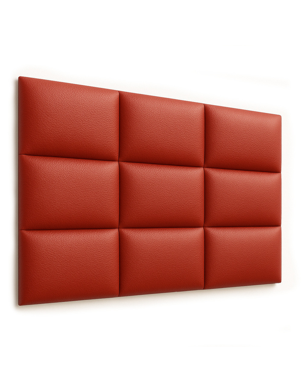 Upholstered Wall Panels Headboard Genuine Leather Red