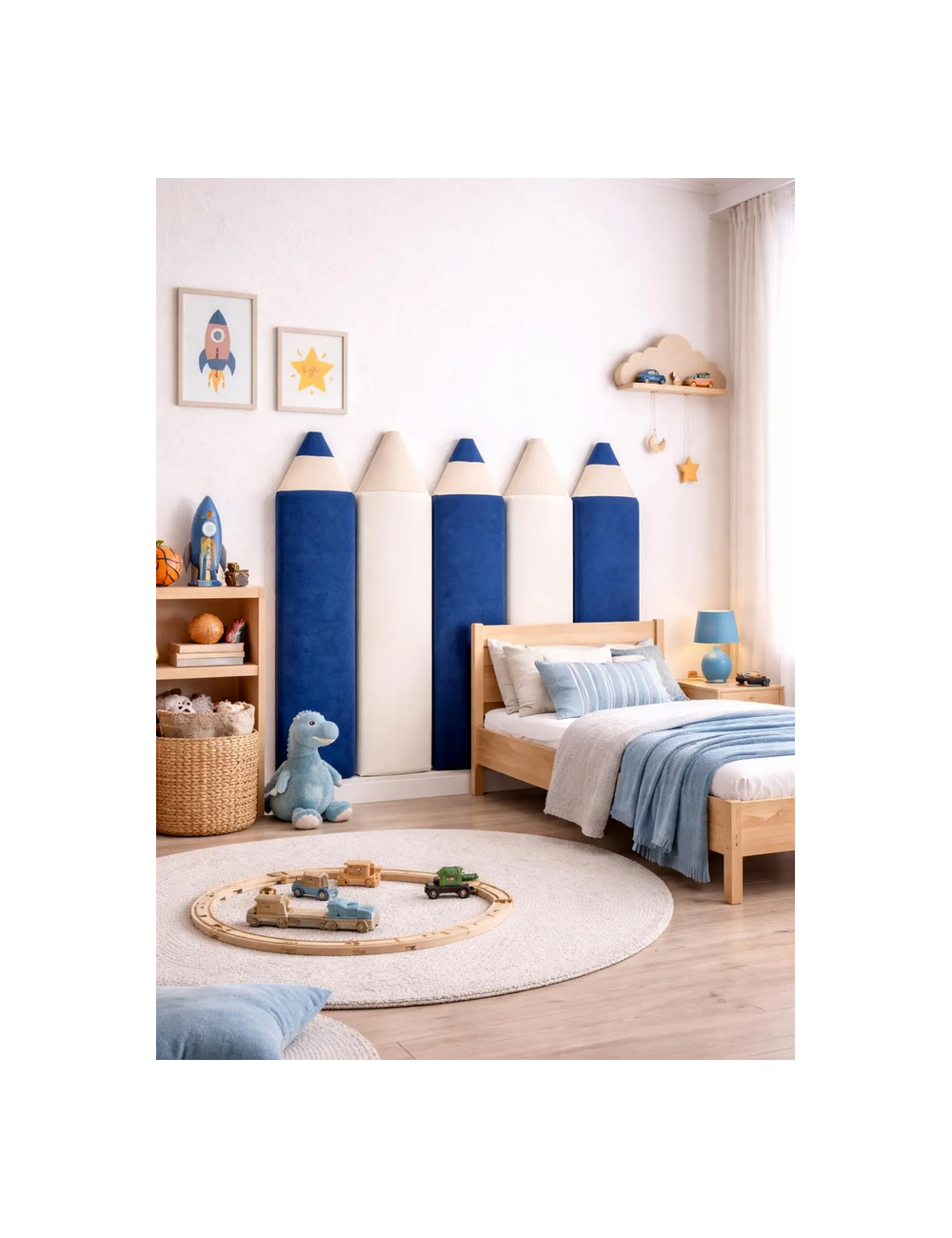 Velvet Crayon Pencil Wall Panels – Montessori Nursery Decor | Soft Kids Wall Panels | Playroom Wall Design 110cm