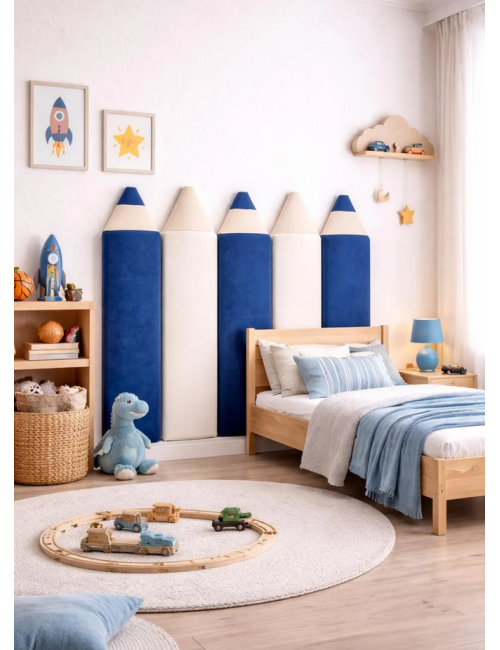 Velvet Crayon Pencil Wall Panels – Montessori Nursery Decor | Soft Kids Wall Panels | Playroom Wall Design 110cm