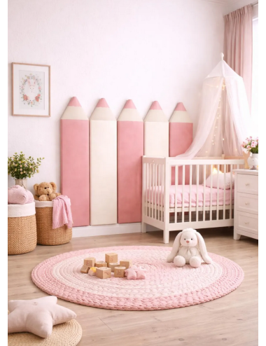 Velvet Crayon Pencil Wall Panels – Montessori Nursery Decor | Soft Kids Wall Panels | Playroom Wall Design 110cm