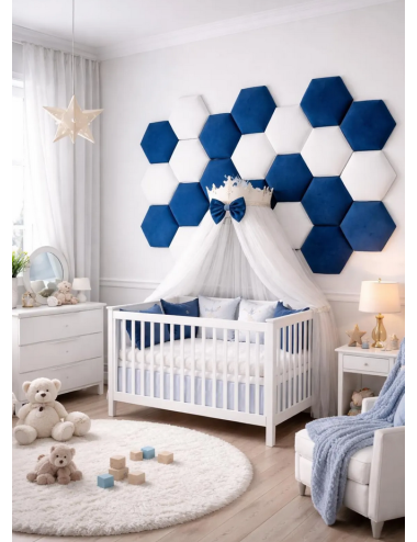 Velvet Hexagon Wall Panels – Montessori Nursery Decor | Upholstered Acoustic Wall Tiles for Kids Room