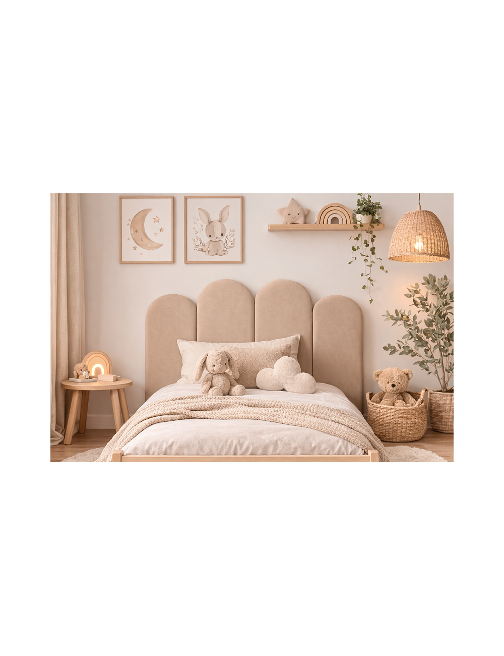 Kids Upholstered Fence Wall Panels | Nursery Headboard Panels | Velvet Wall Panels | Montessori Bed Headboard |