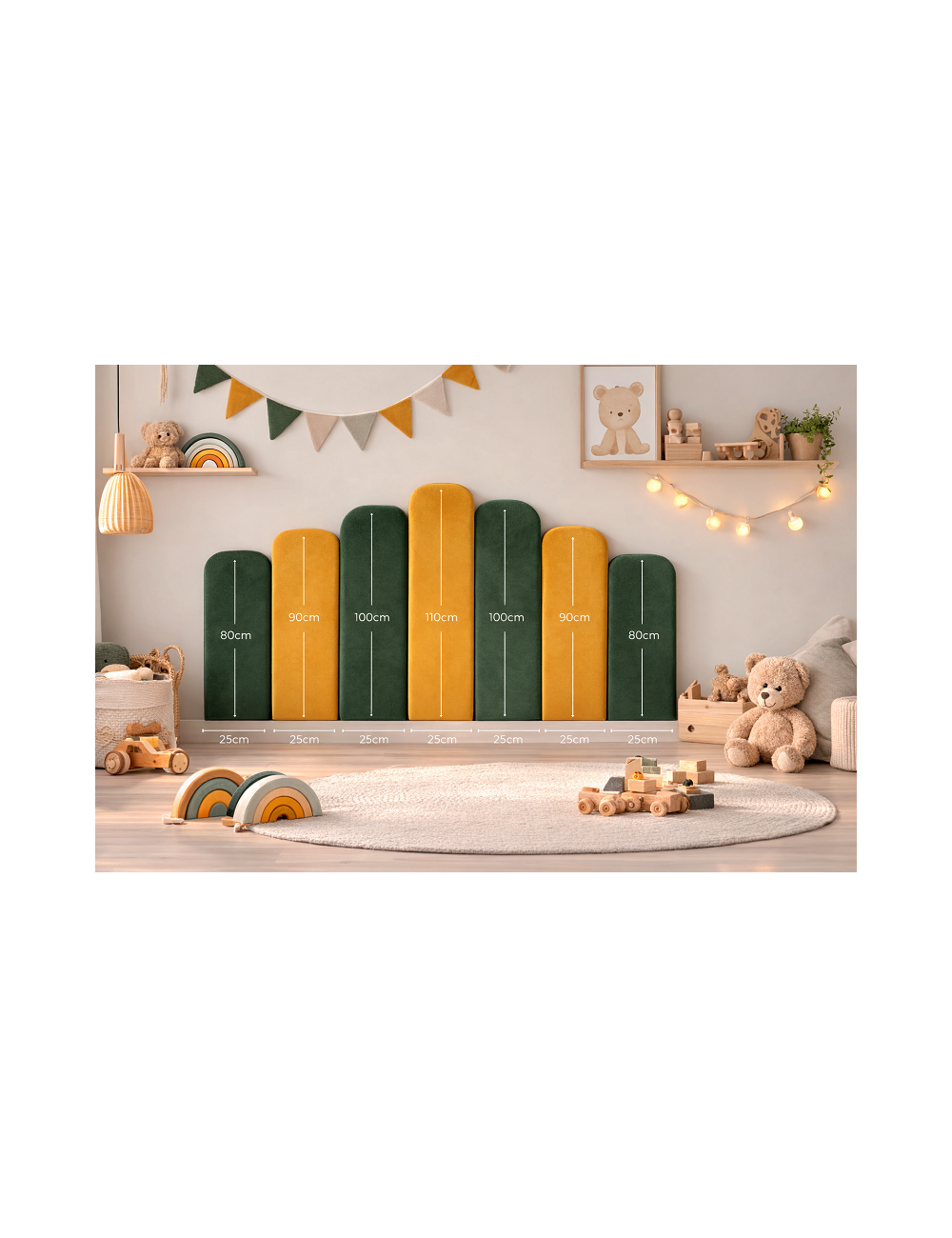 Kids Upholstered Fence Wall Panels | Nursery Headboard Panels | Velvet Wall Panels | Montessori Bed Headboard |