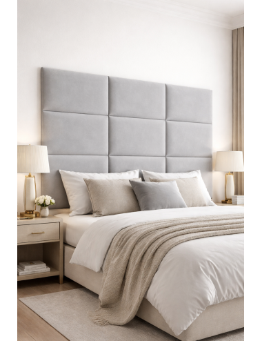 Upholstered Wall Panels Headboard Plush Velvet Velour Silver Grey