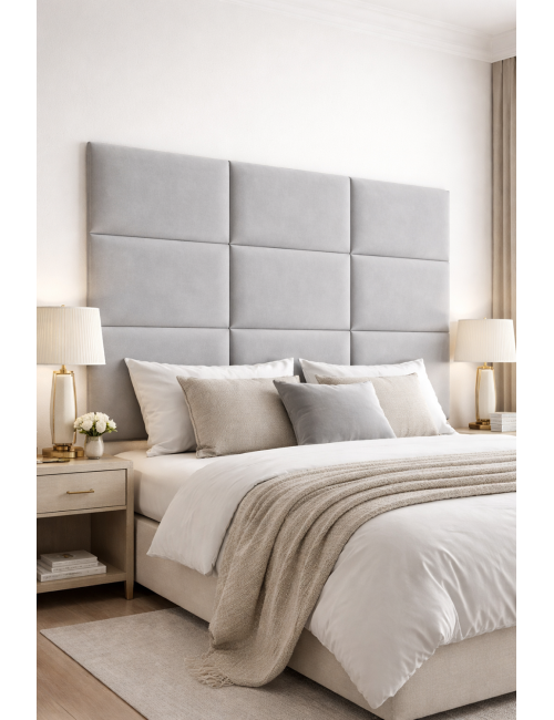 Upholstered Wall Panels Headboard Plush Velvet Velour Silver Grey