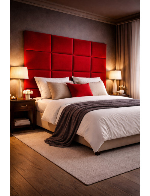 Upholstered Wall Panels Headboard Plush Velvet Velour Red