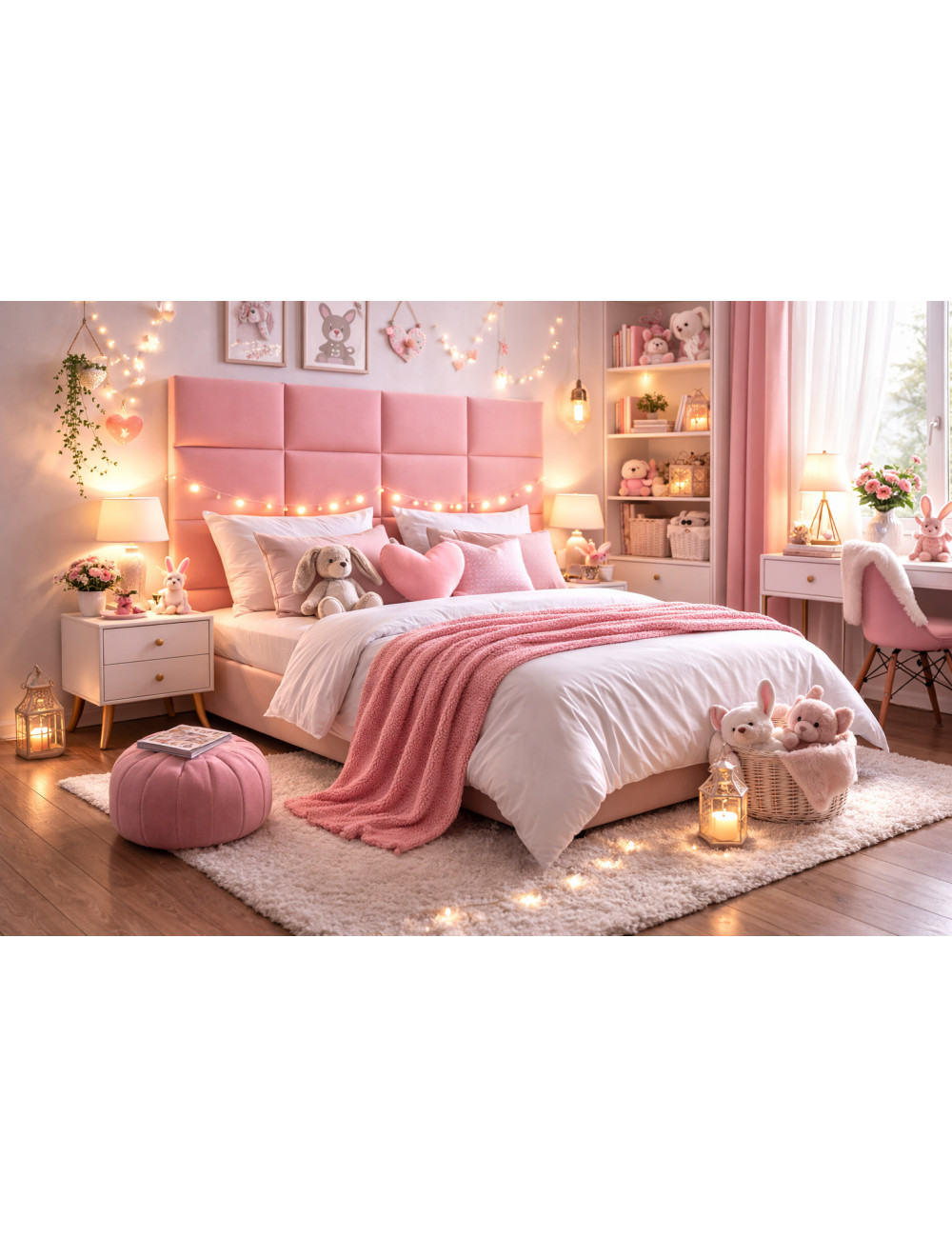 Upholstered Wall Panels Headboard Plush Velvet Velour Pink