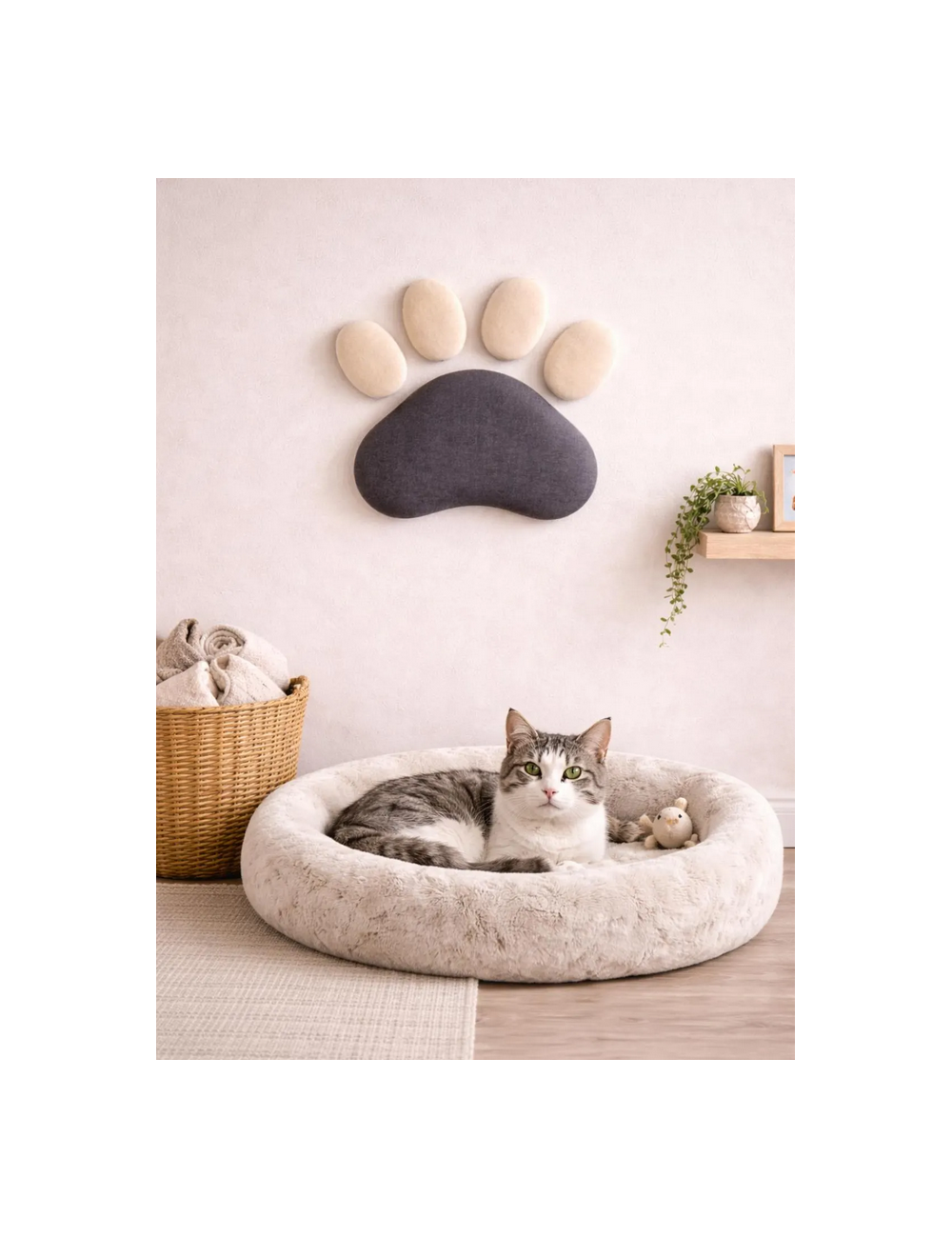 Personalized Dog or Cat Paw Wall Decor | Velvet Upholstered Pet Wall Panel | Custom Pet Name | Pet Corner Deco
