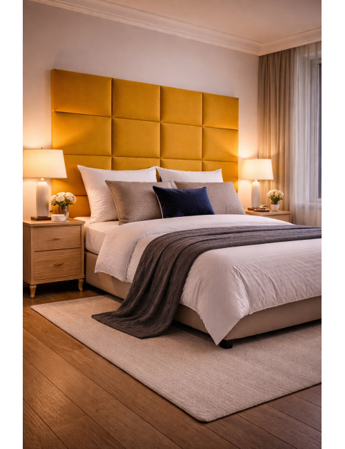 Upholstered Wall Panels Headboard Plush Velvet Velour Mustard