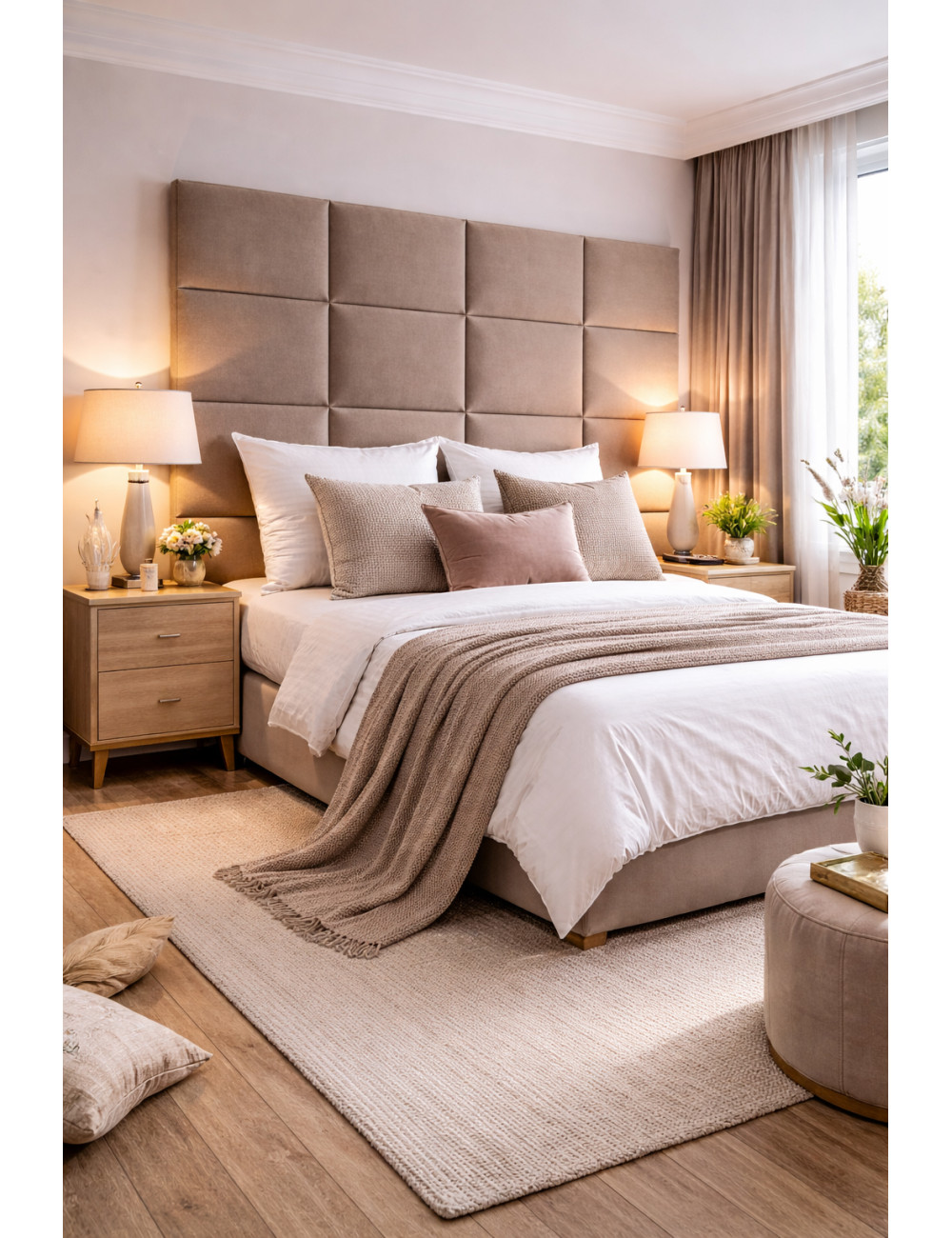 Upholstered Wall Panels Headboard Plush Velvet Velour Mink