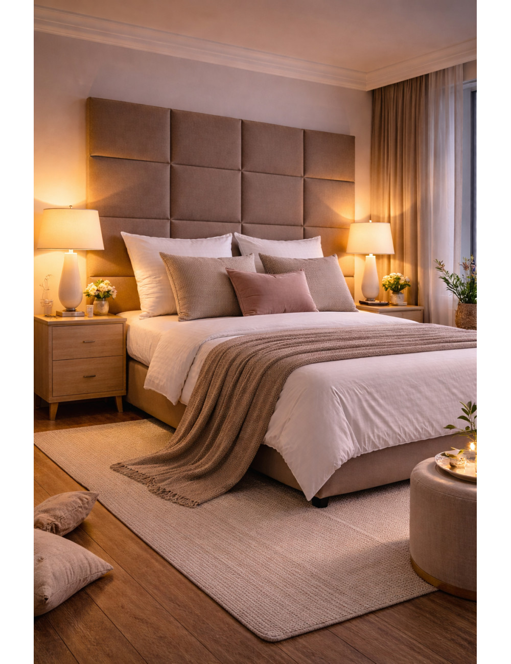 Upholstered Wall Panels Headboard Plush Velvet Velour Mink