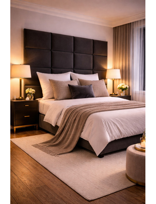 Upholstered Wall Panels Headboard Plush Velvet Velour Dark Grey