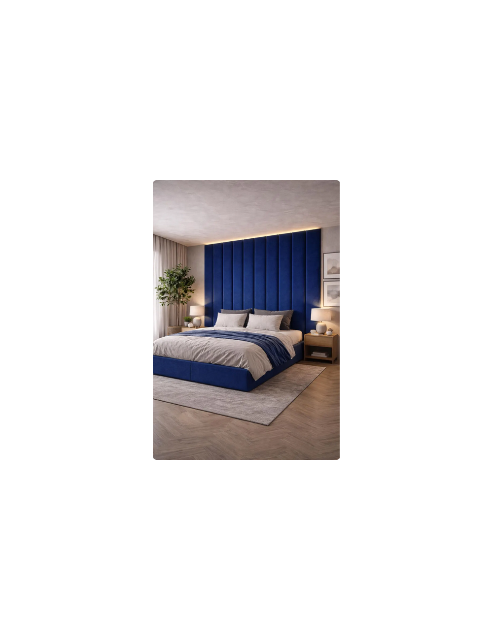 Luxury Soft Velvet Upholstered Vertical Wall Panels for Modern Bed Headboard, Custom Sizes
