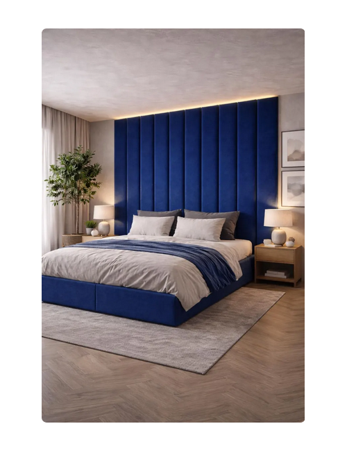 Luxury Soft Velvet Upholstered Vertical Wall Panels for Modern Bed Headboard, Custom Sizes