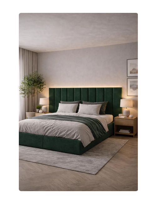 Luxury Soft Velvet Upholstered Vertical Wall Panels for Modern Bed Headboard, Custom Sizes