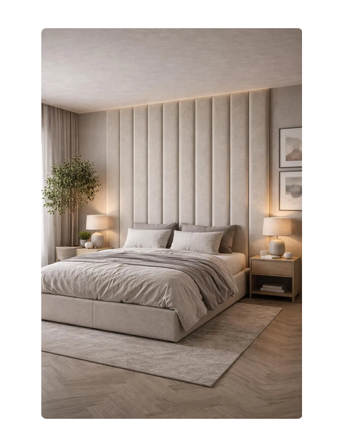 Luxury Soft Velvet Upholstered Vertical Wall Panels for Modern Bed Headboard, Custom Sizes