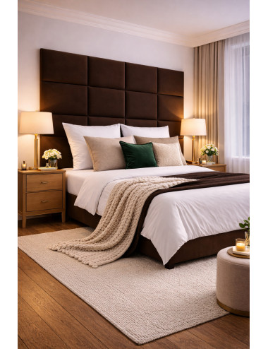 Upholstered Wall Panels Headboard Plush Velvet Velour Dark Brown