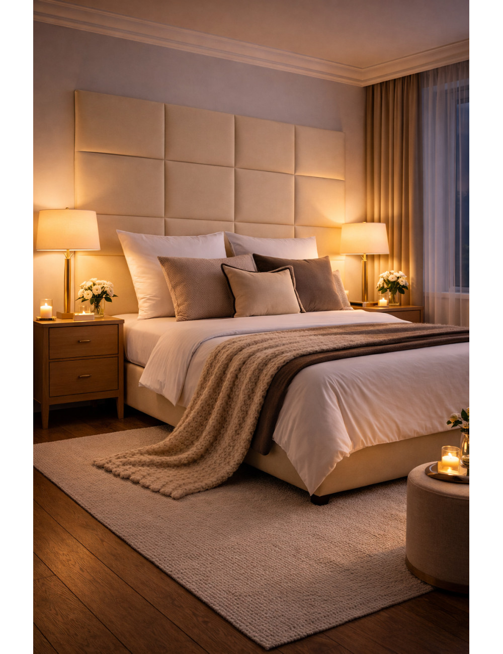 Upholstered Wall Panels Headboard Plush Velvet Velour Cream