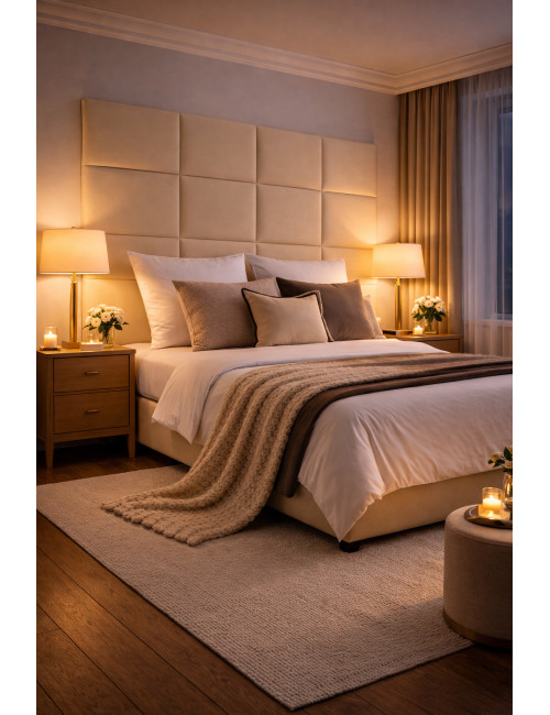 Upholstered Wall Panels Headboard Plush Velvet Velour Cream