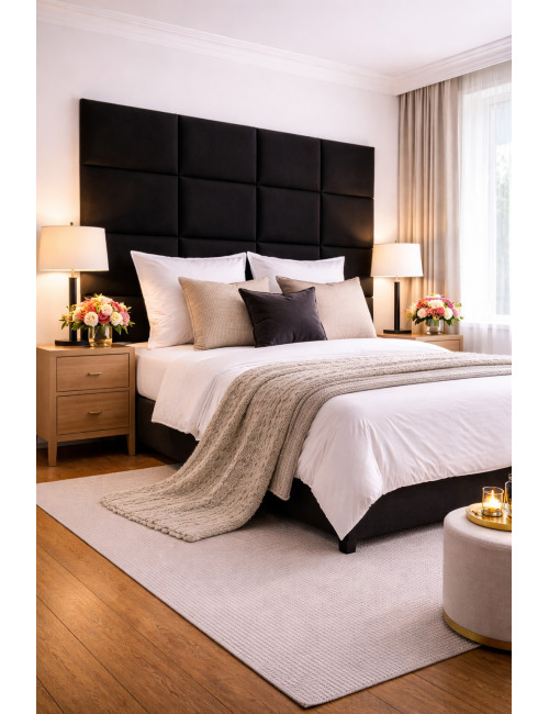 Upholstered Wall Panels Headboard Plush Velvet Velour Black