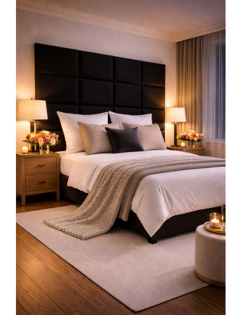 Upholstered Wall Panels Headboard Plush Velvet Velour Black