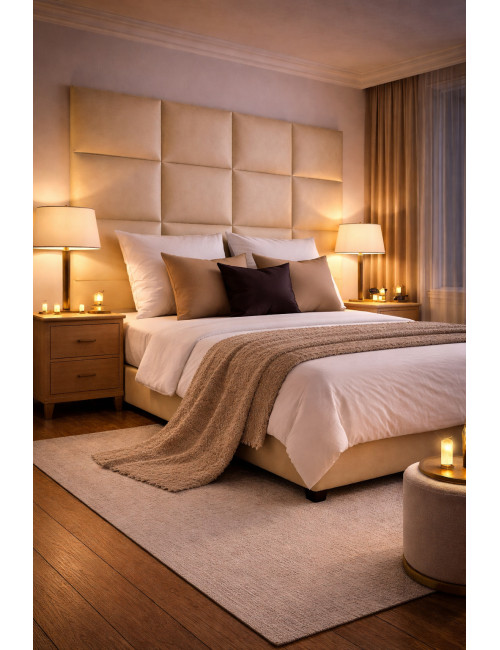 Upholstered Wall Panels Headboard Genuine Leather White