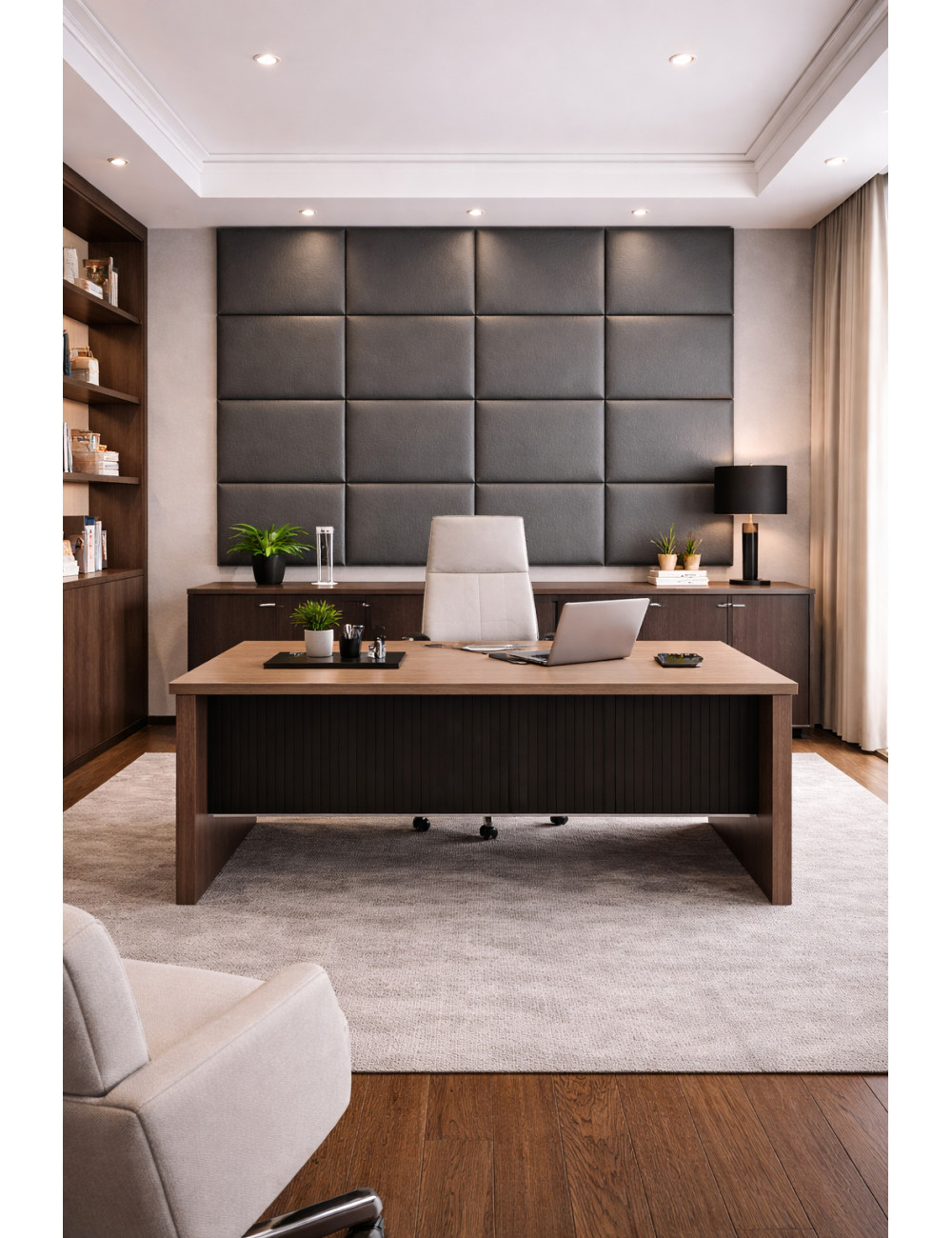 Upholstered Wall Panels Headboard PU Faux Leather Grey