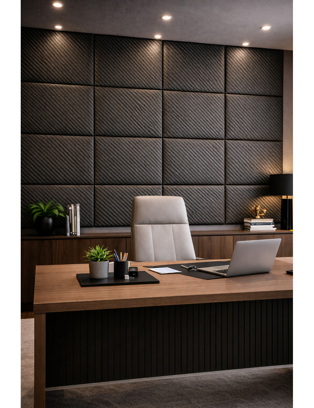 Upholstered Wall Panels Headboard Carbon Vinyl Black