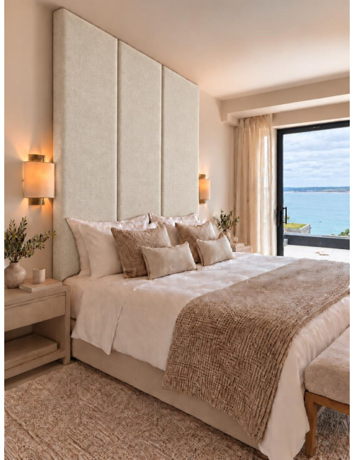 Linen Upholstered Wall Panels Premium Warwick Fabric Padded Headboard UK Made