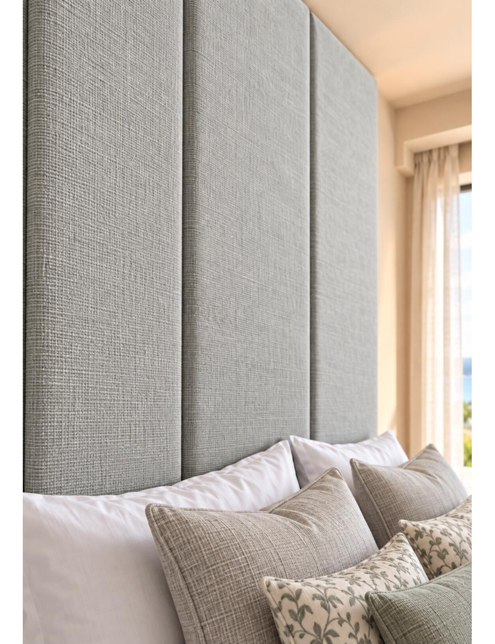 Linen Upholstered Wall Panels Premium Warwick Fabric Padded Headboard UK Made