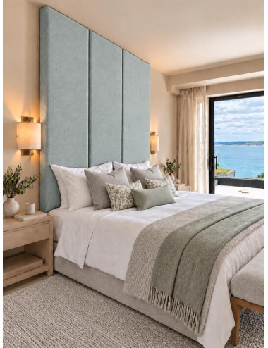 Linen Upholstered Wall Panels Premium Warwick Fabric Padded Headboard UK Made