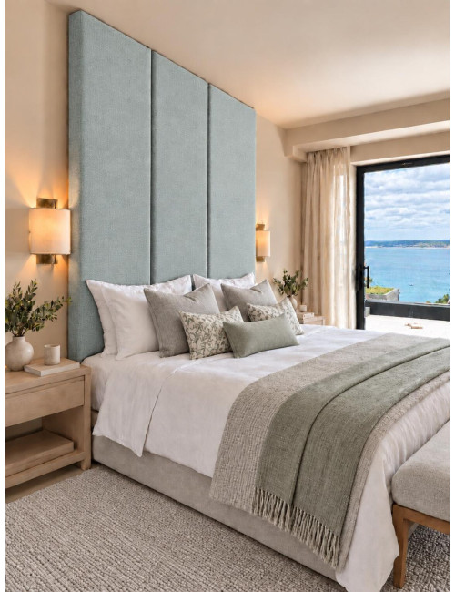 Linen Upholstered Wall Panels Premium Warwick Fabric Padded Headboard UK Made