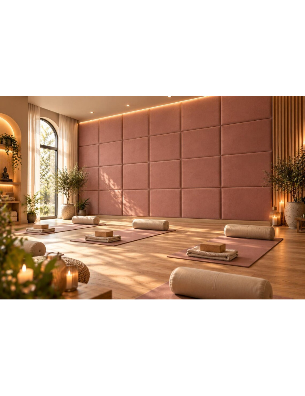 Luxury Velvet Wall Panels for Yoga & Pilates Studios | Bespoke Wellness Feature Wall
