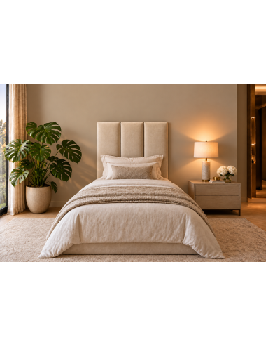 Oxford Cream Velvet Upholstered Headboard Wall Panels Vertical Slats