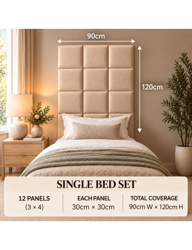 Kensington Cream Velvet Upholstered Headboard Wall Panels