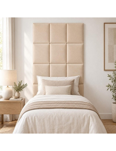 Kensington Cream Velvet Upholstered Headboard Wall Panels