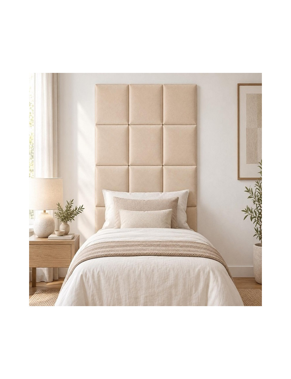Kensington Cream Velvet Upholstered Headboard Wall Panels