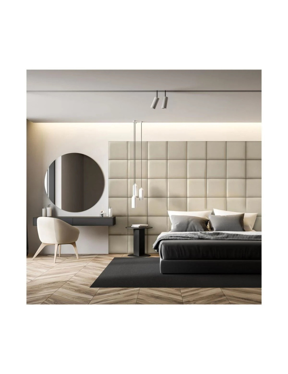 Upholstered Wall Panel Headboard Plush Velvet Velour Beige